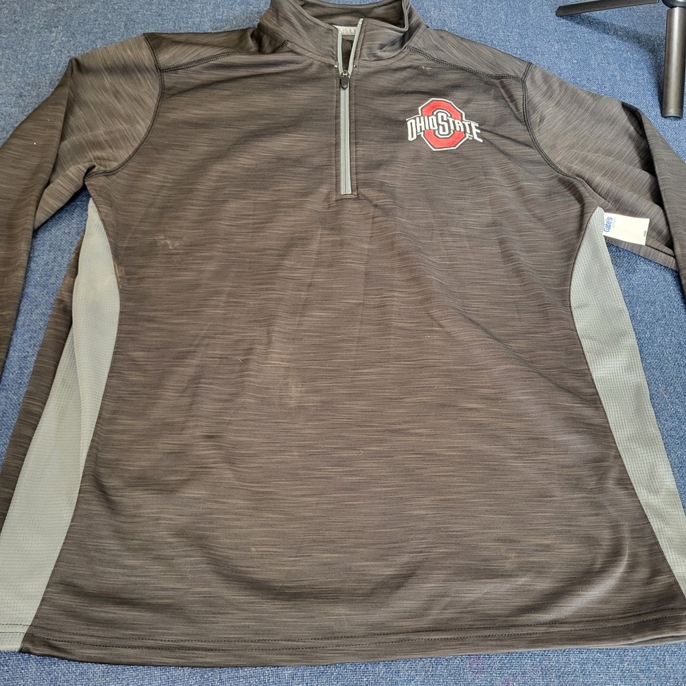 Top of the World Ohio State Buckeyes Quarter Zip Pullover Mens Large Grey NCAA